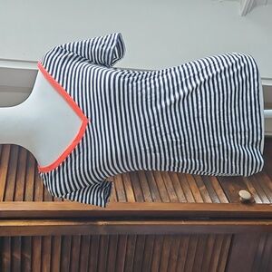 NWOT - J.Crew Vintage Cotton Striped Tee Coral Trim Navy Ivory XXS